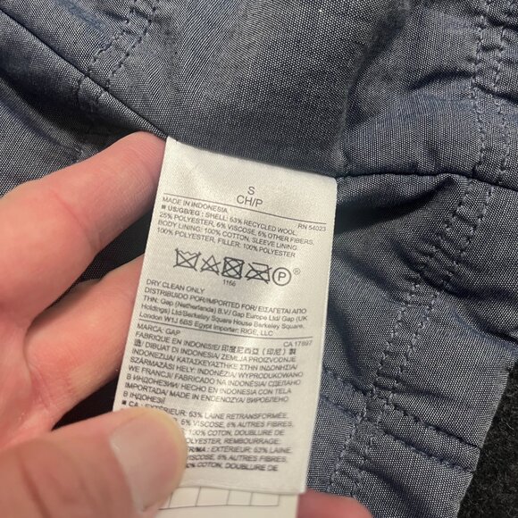 Gap Men’s Dark Grey Button Up POLYESTER BLEND Pea Coat - Size S SIZE SMALL - Picture 6 of 8